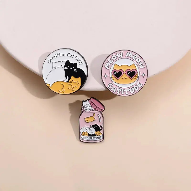 Certified Cat Lady Enamel Pin Cute Kitten Lapel Brooch Cartoon Jewelry Gift For Cat Lovers Friends Kids