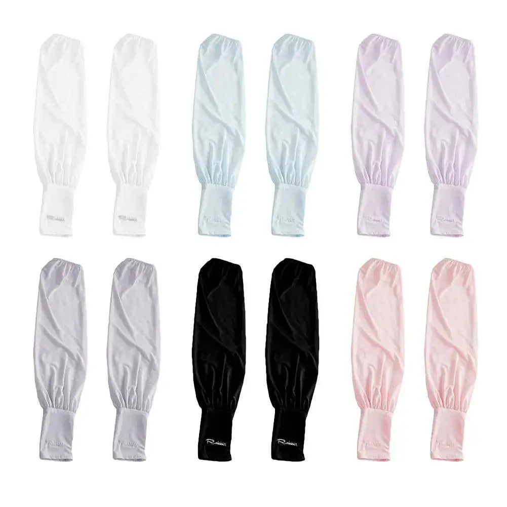 Summer Ice Silk Arm Sleeves for Women UV Protection Long Length Breathable Driving Sun Shield