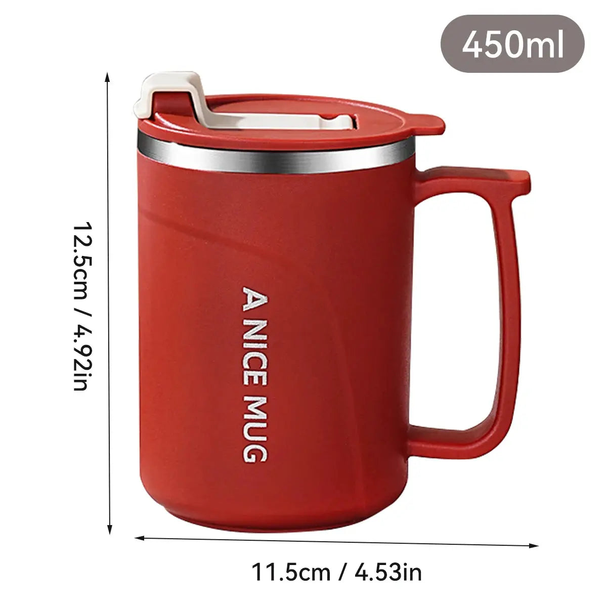 Double Wall Insulated 304 Stainless Steel Coffee Mug With Handle Leak Proof 500ml 16oz Drinkware For Adults And Students