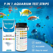 100 Pcs 9 In 1 Aquarium Test Kit With Water Quality Monitor And Ph Test Strips For Freshwater Saltwater Tanks