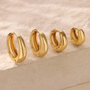Gold-tone chunky hoop earrings set of four in stainless steel for women