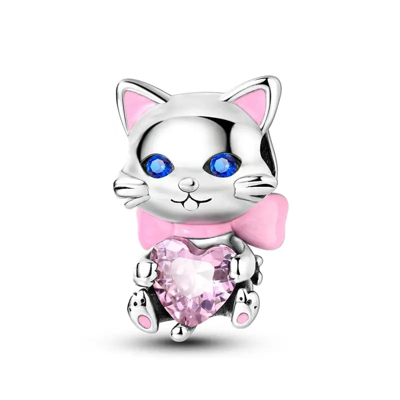 925 Silver Charms Beads for Pandora Style Bracelets Women Animal Charms in Blue Red Green Pink Yellow Gift