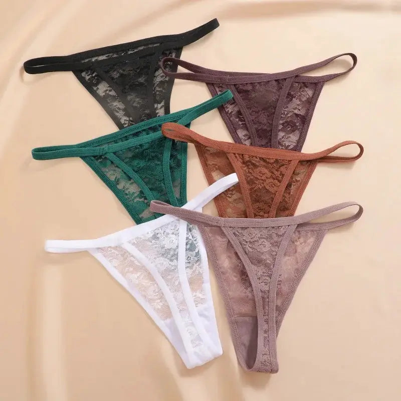 7-pack women's lace G-strings underwear in assorted colors by Simples Market