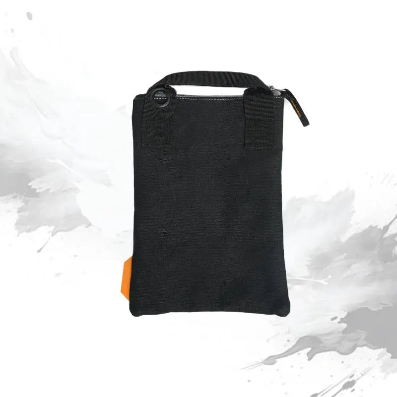 TOOLSTACK black fabric storage bag with carry handle, zipper, and orange accent tab