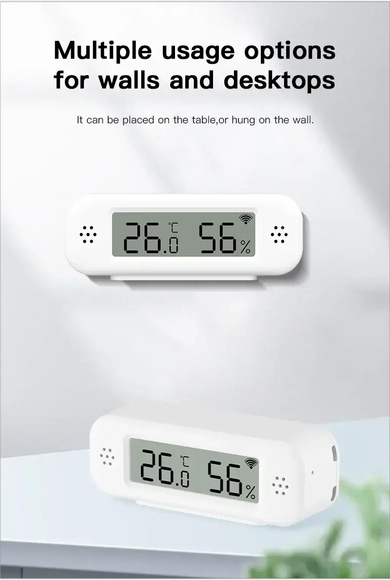 Tuya WiFi temperature and humidity sensor by Simples Market; white digital thermometer hygrometer (2 units)