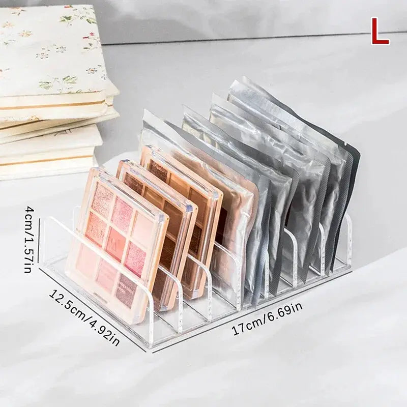 LuxeClear 7 Compartment Clear Makeup Organizer Box For Desktop Or Drawer Acrylic Cosmetic Storage