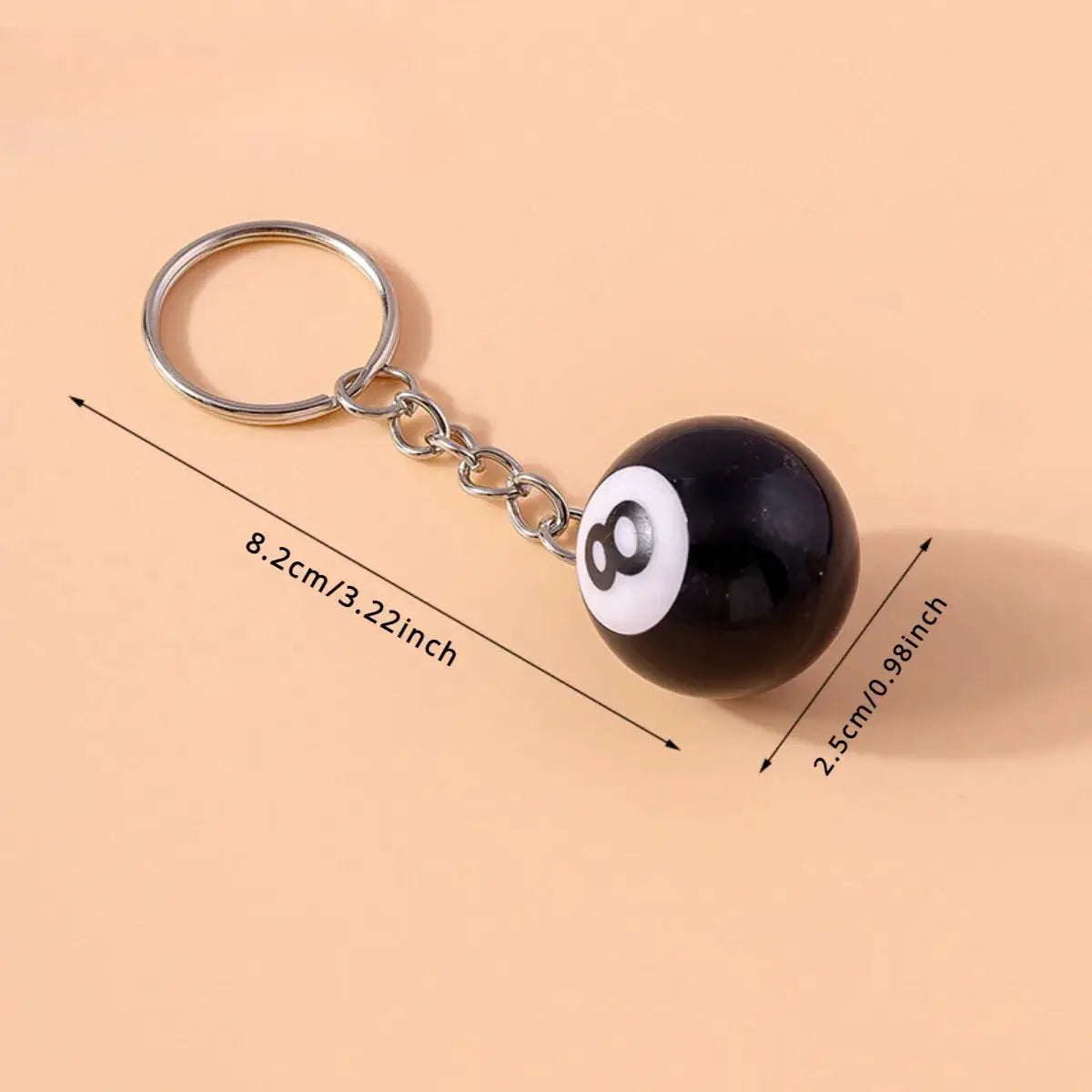 25mm Black 8 Ball Billiard Keychain Resin Pendant Mini Ball Decorative Jewelry Gift