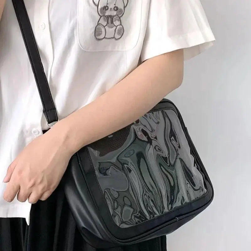Transparent Itabag Crossbody Bag PU Leather JK Style Women Shoulder Bag Clear Bag For School And Everyday Use