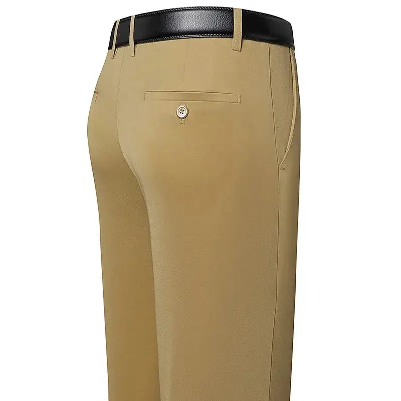 Mens Suit Pants Business Casual Trousers Formal Dress Straight Leg Fit Elastic Waist Black Navy
