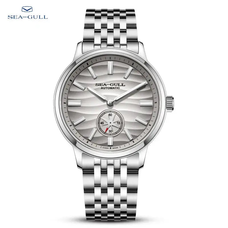 Sea-Gull automatic men's wristwatch with stainless steel bracelet and silver dial