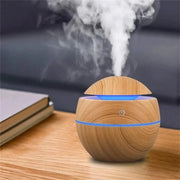 Wood Grain Ultrasonic Humidifier And Essential Oil Diffuser For Bedroom With Cool Mist Aromatherapy