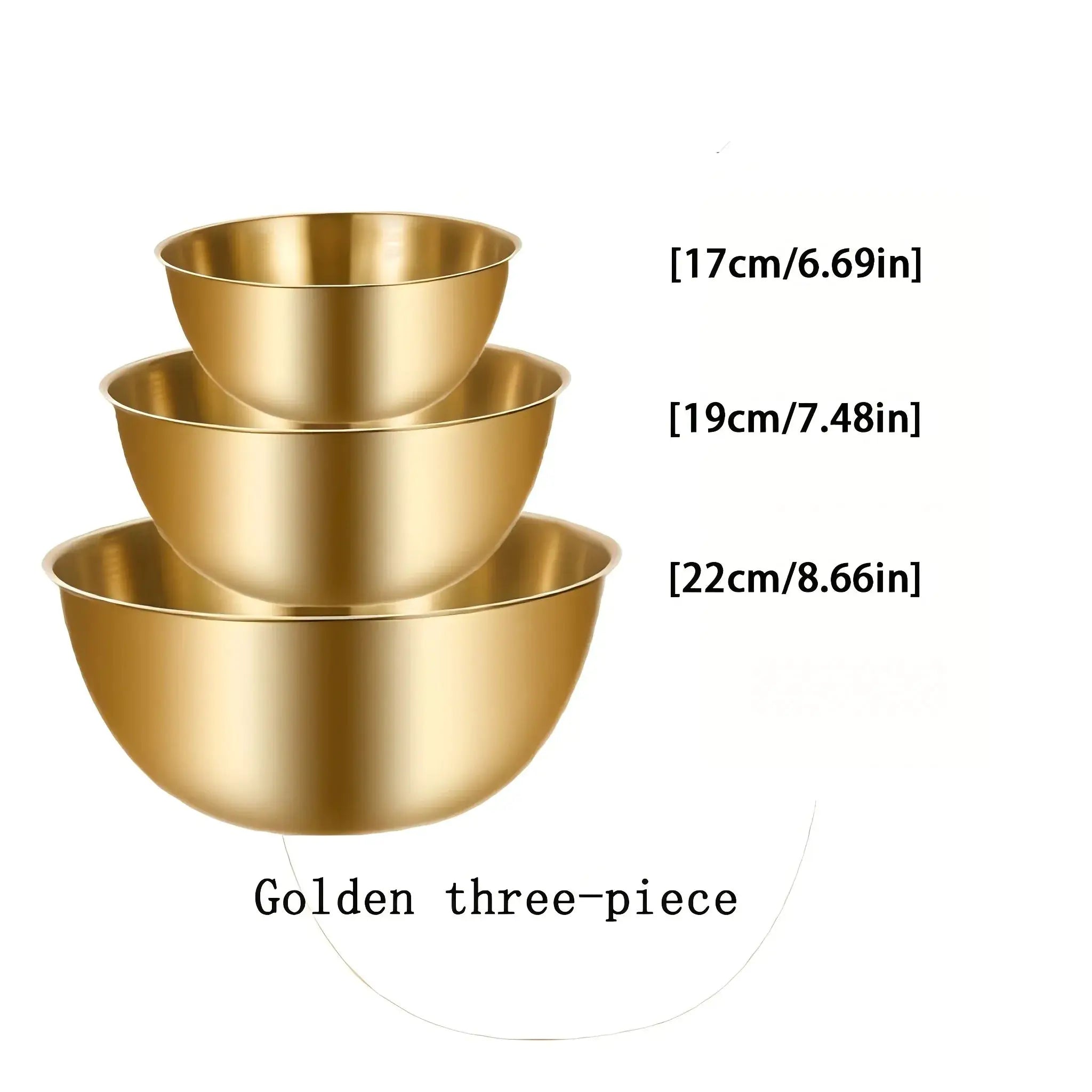 Three Piece Stainless Steel Mixing Bowls Set For Mixing Kneading Dough And Serving Salads
