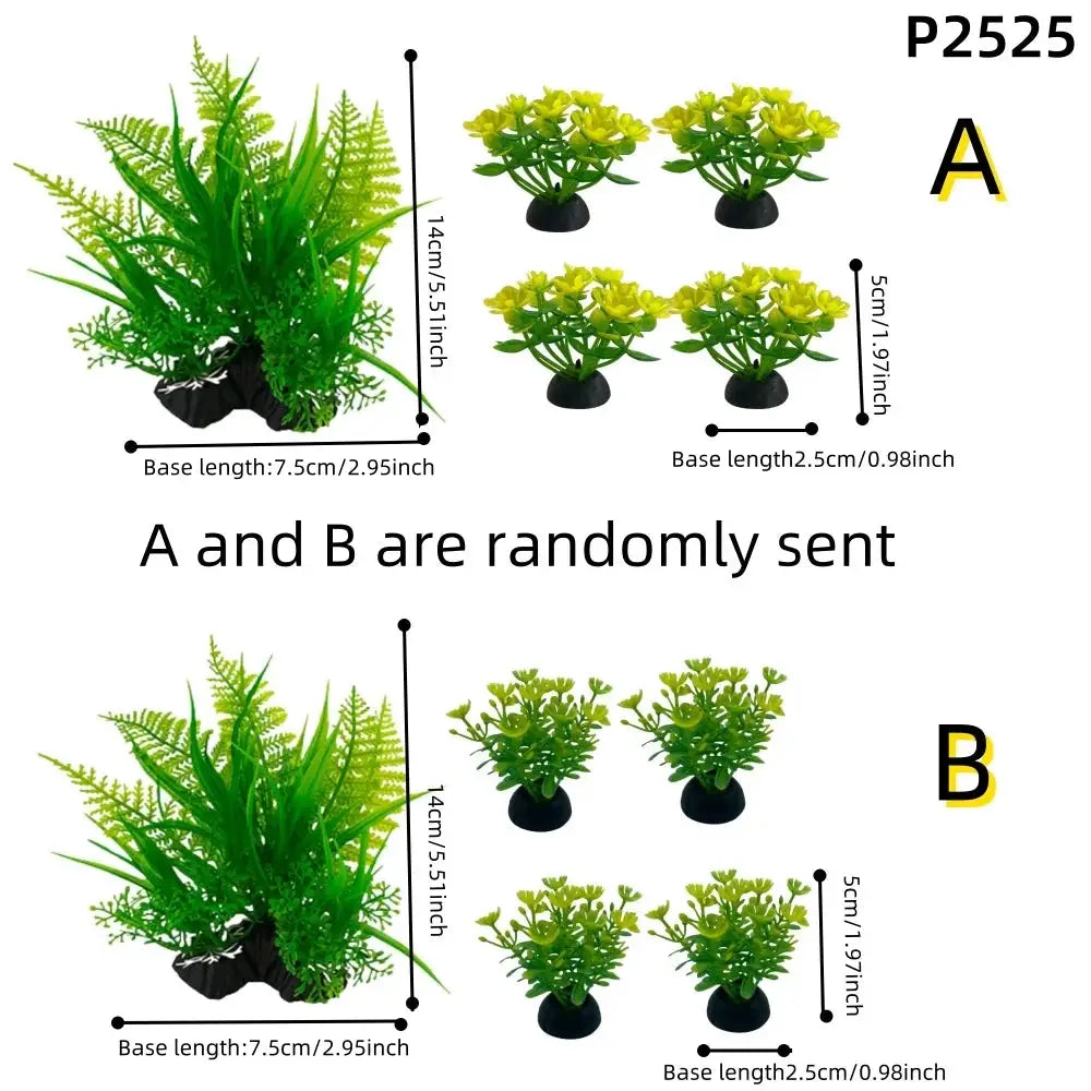 5 Piece Aquarium Plants Ornaments Set Artificial Water Grass Decoration For Fish Tanks