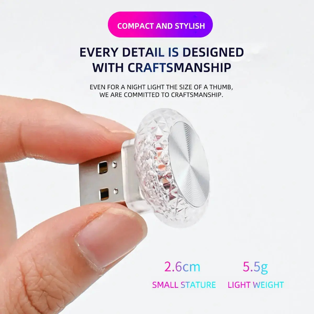 Colorful Portable USB Mini LED Ambient Light for Car Interior and Computer Atmosphere Lamp Plug and Play Night Light