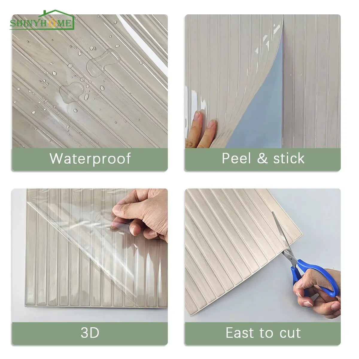 Wood grain peel‑and‑stick backsplash tiles, 10/30pcs, Simples Market, waterproof and easy to cut, 22.86 x 29.97 cm