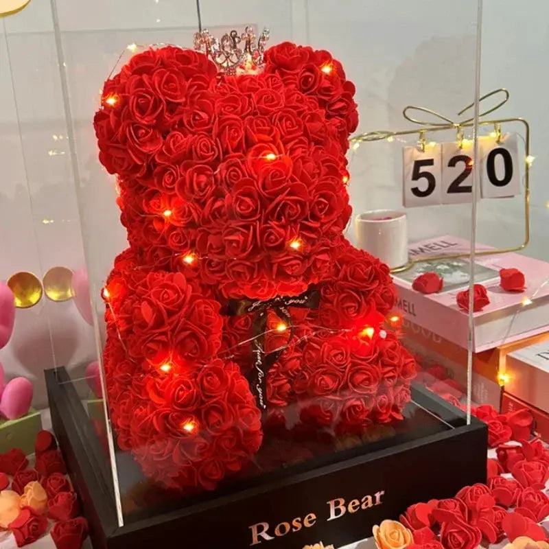 2026 Artificial Flower Eternal Rose Teddy Bear For Mothers Day Valentines Day Anniversary Gift And Decoration