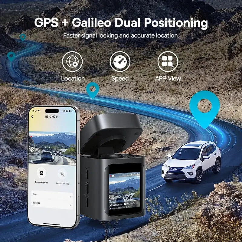 Baseus 3K dash cam VD1 with front and rear cameras, built-in GPS, black DVR