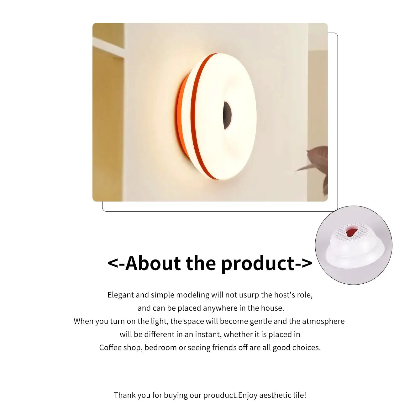 Simples Market Bauhaus donut table lamp with USB plug, white with orange accent