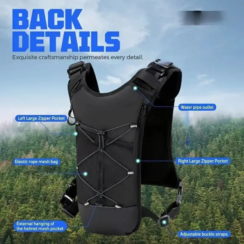 Simples Market black lightweight running chest pack with elastic rope mesh and dual zipper pockets.