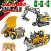 4WD Remote Control Excavator And Bulldozer Set 4x4 Alloy Dump Truck RC Car Construction Vehicle Toy For Kids