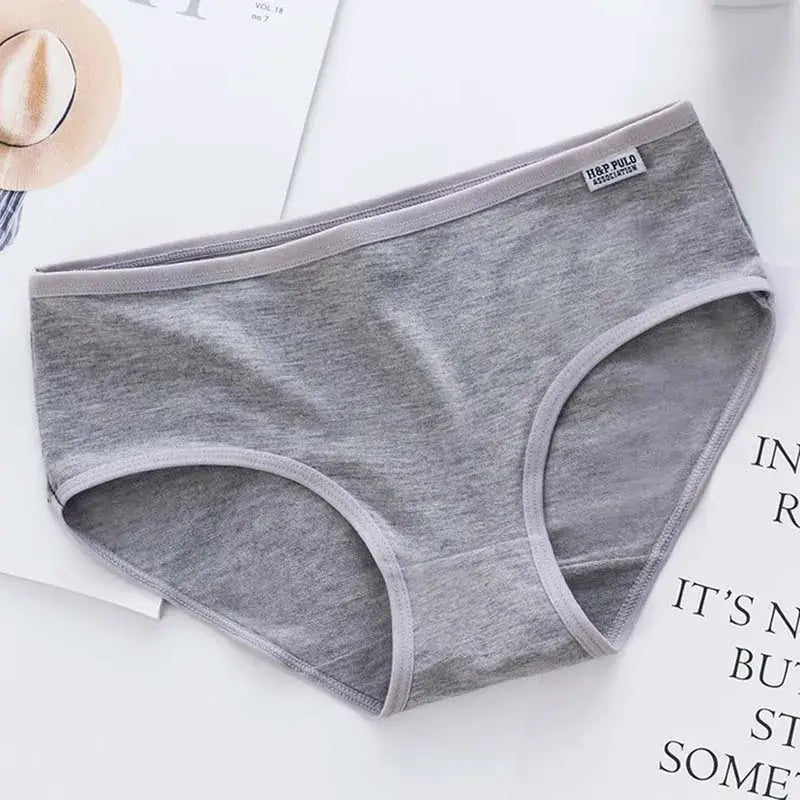 Panties for women gray cotton bikini briefs with soft elastic waistband