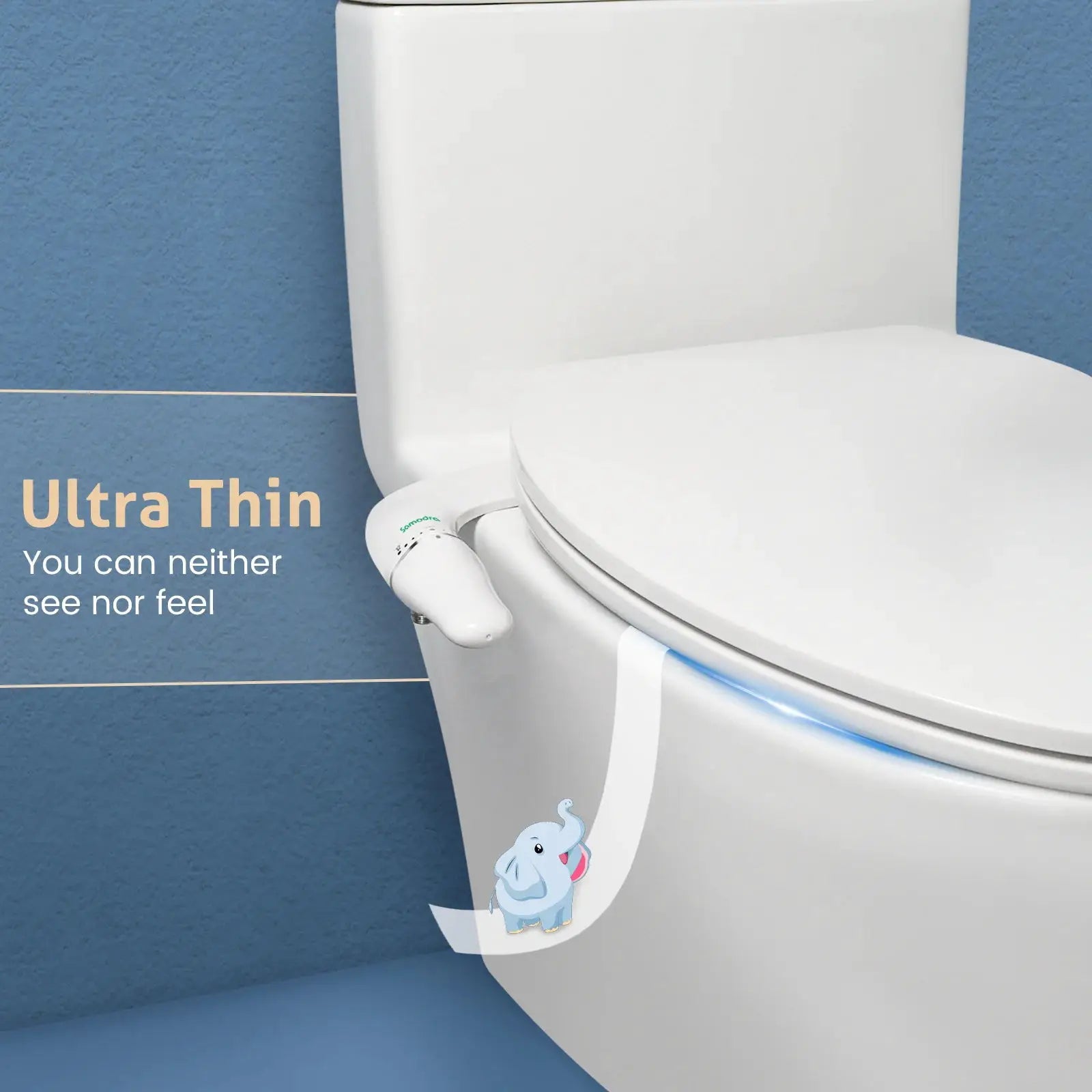 Samodra ultra-thin bidet attachment for toilet with dual nozzles