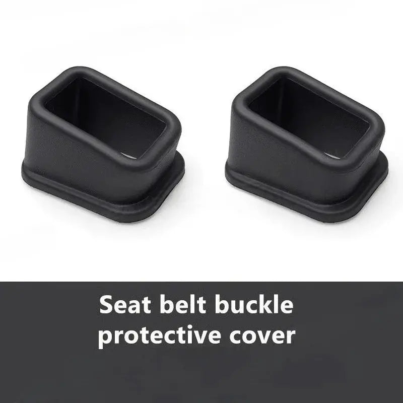 Simples Market 2pcs seat belt buckle silicone holders, black anti-slip car interior decor accessories