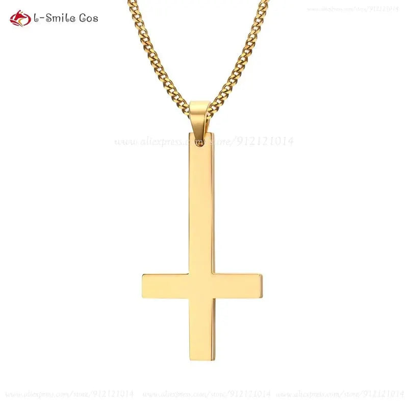 Gold-tone cross pendant necklace on chain by l-Smile Cos