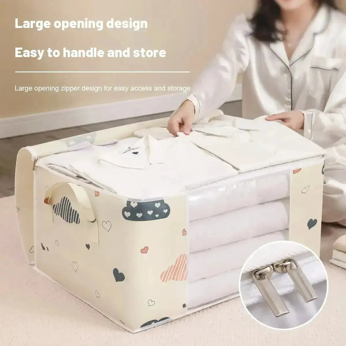 EverEco Large Capacity Quilt Storage Bag Moisture And Dust Resistant Organizer For Duvets And Blankets