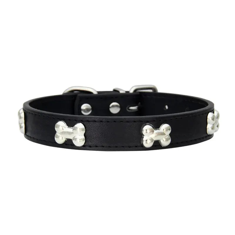 Bone Leather Durable Pet Collar For Dogs And Cats Puppies Pugs Chihuahuas Small And Large