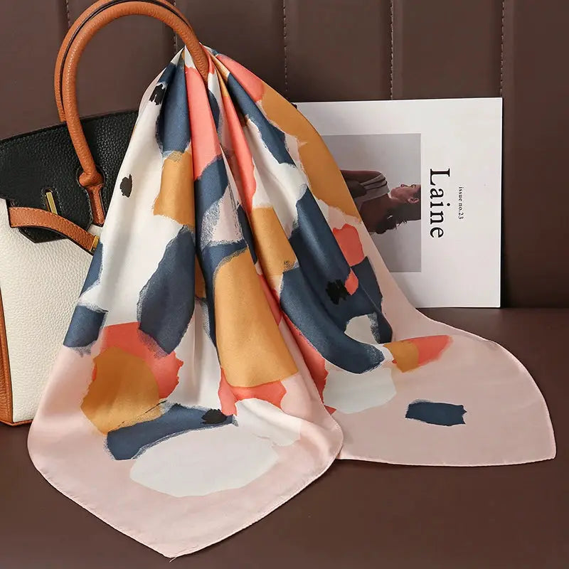 Luxe Silk Satin Square Scarf Silk Feel Finish Versatile Fashion Wrap For Shawl Hijab Neckerchief Hair Ribbon Headband