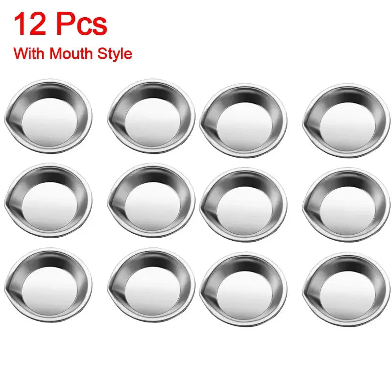 Artify 12Pcs Stainless Steel Small Round Paint Tray Set With Pouring Spouts For Precise Color Mixing