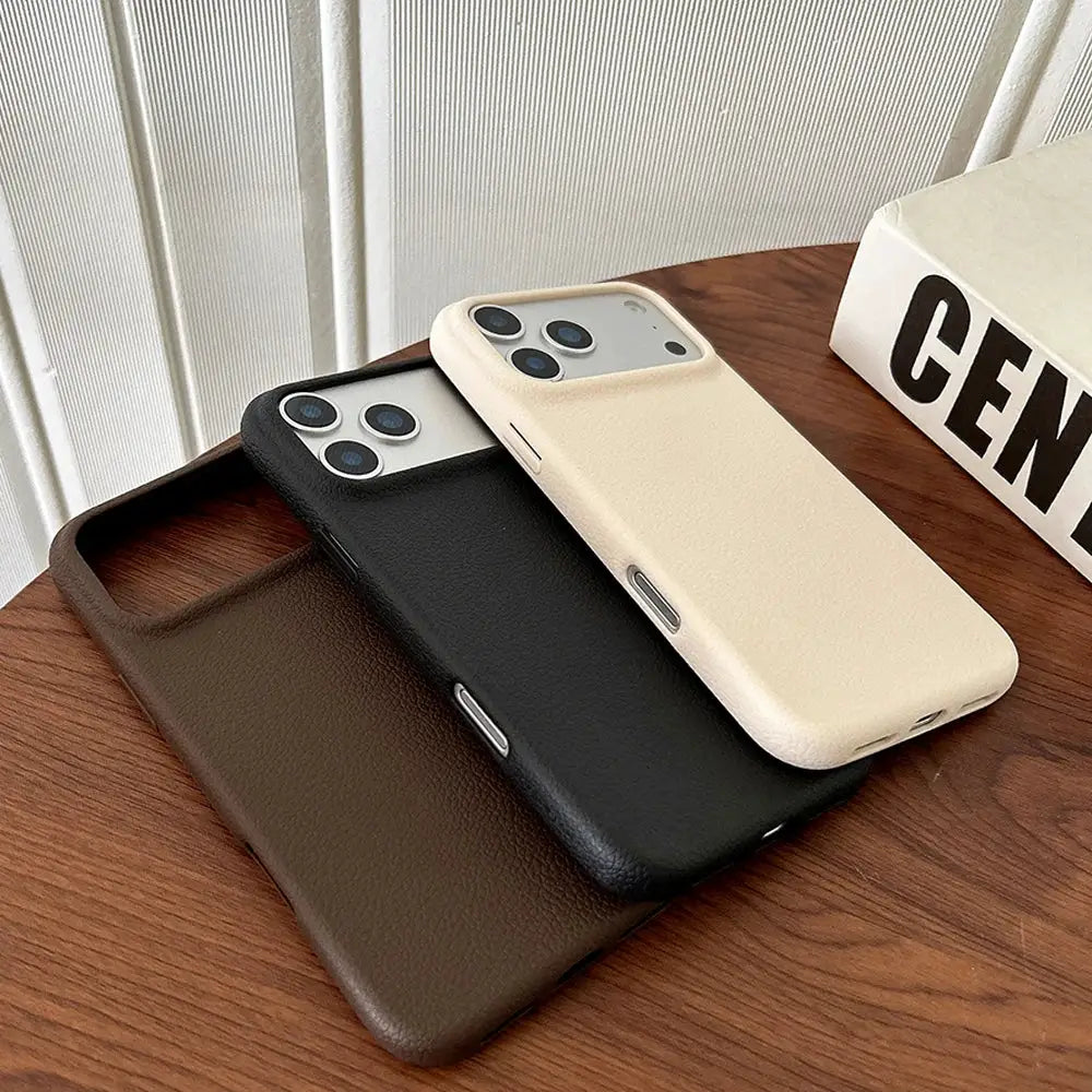 PrestigeCase Luxury Leather Texture Phone Case for iPhone 17 Pro Max and Other Models Soft TPU Shockproof Cover