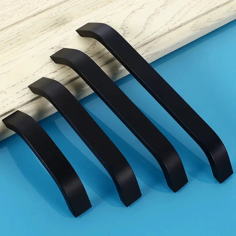 Black Aluminum Alloy Cabinet Knobs and Handles Set for Cabinet and Drawer Pulls 96mm 128mm 160mm 192mm