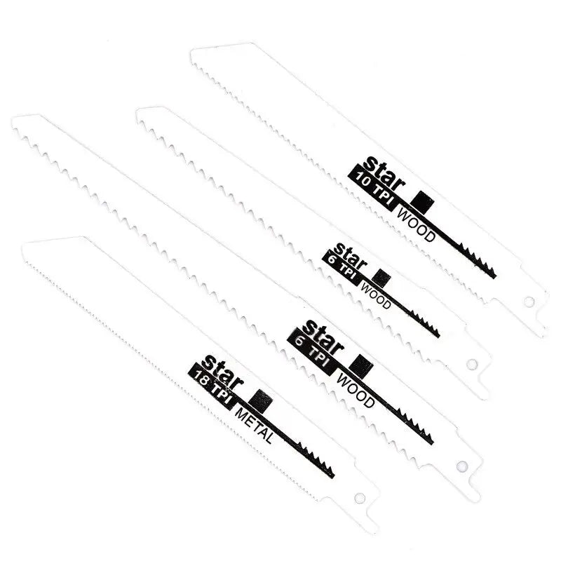 Reciprocating Saw Blade Universal for Woodworking and Metal High Speed Carbon Steel Coarse and Fine Teeth 4 Pack