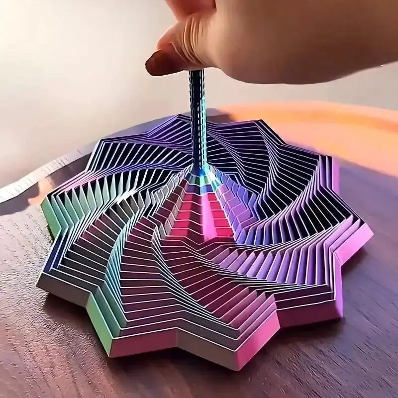 Simples Market 3D printed expanded sensory fidget star model with rainbow layered hexagon whirling spiral