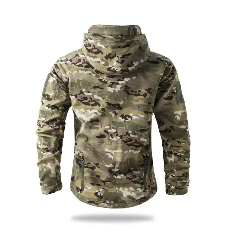 Lurker Shark Skin Soft Shell Tactical Jacket for men, camouflage hooded waterproof fleece jacket