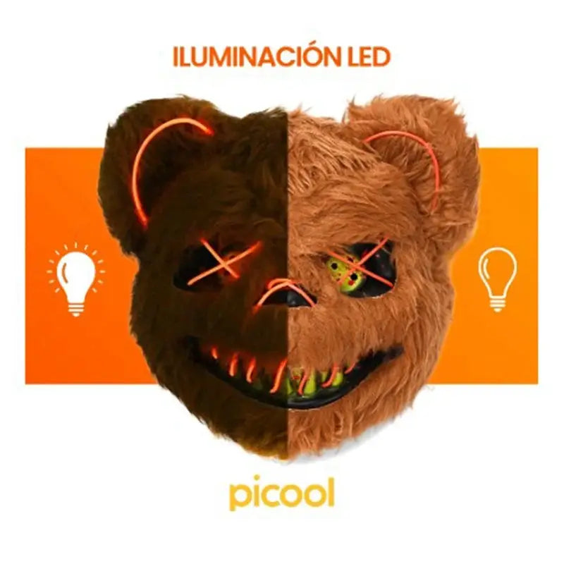 LED Light Halloween Cosplay Full Face Mask Horror Cartoon Rabbit Bear