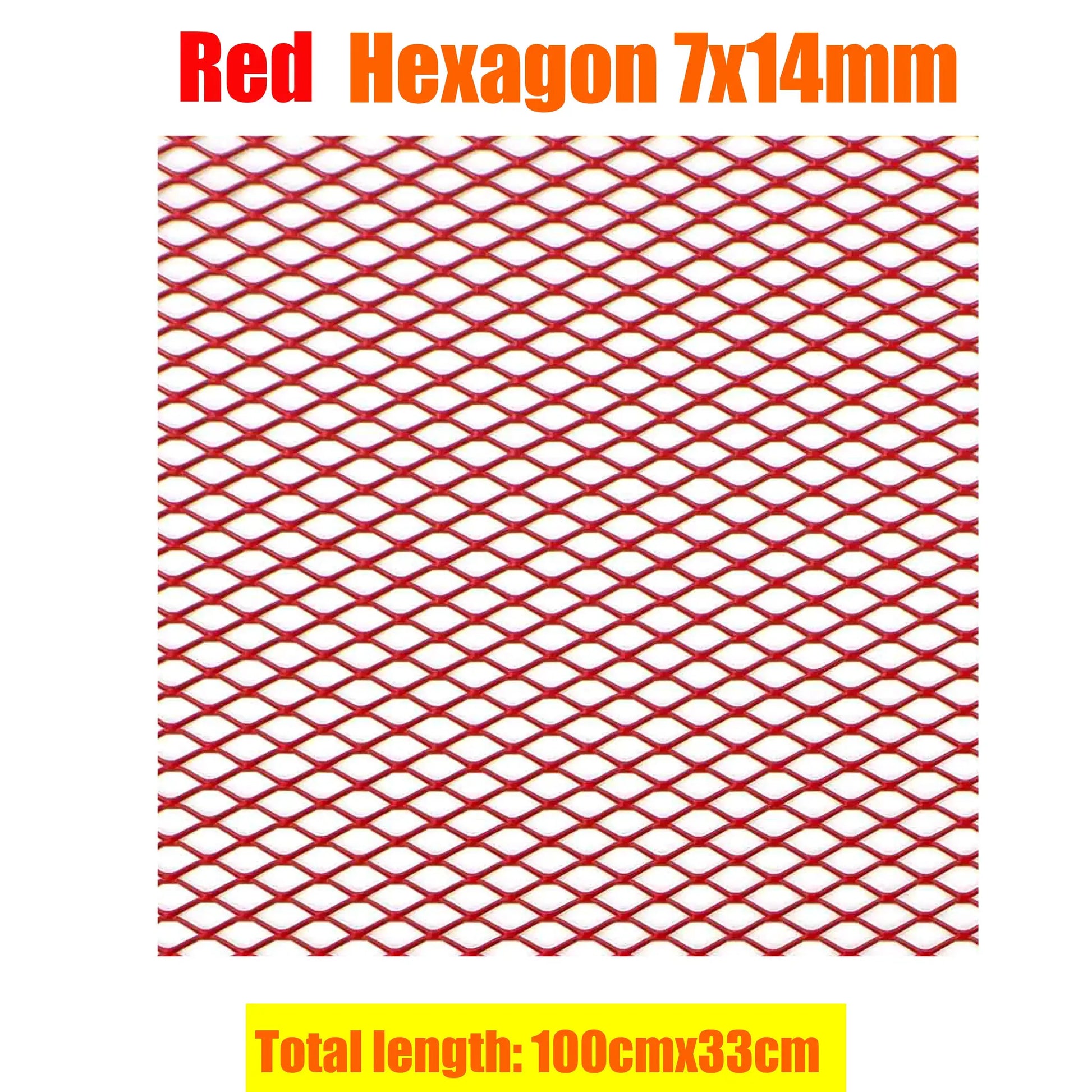 Racing car bumper grille mesh vent by Simples Market, aluminium 100x33cm with red hexagon pattern