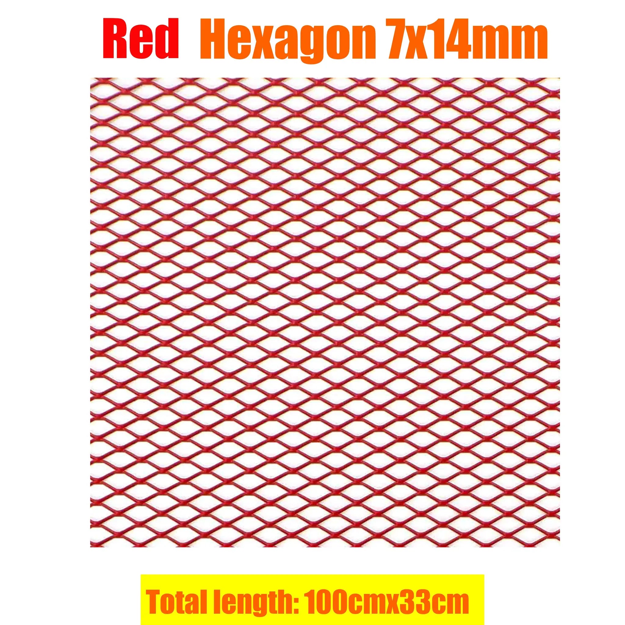 Racing car bumper grille mesh vent by Simples Market, aluminium 100x33cm with red hexagon pattern