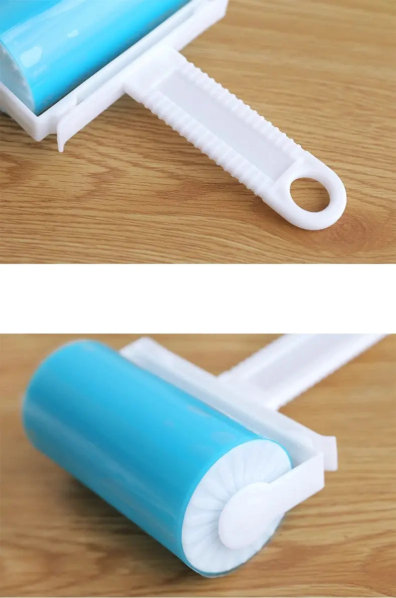 Simples Market washable pet hair roller; blue roller with white handle, reusable lint remover for clothes and furniture