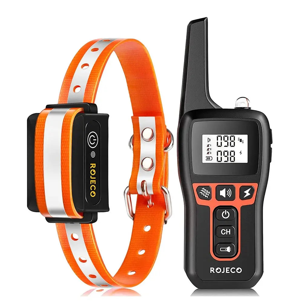 ROJECO 1000m Electric Dog Training Collar With Remote Control Waterproof Rechargeable Beep Vibration Shock 100 Levels