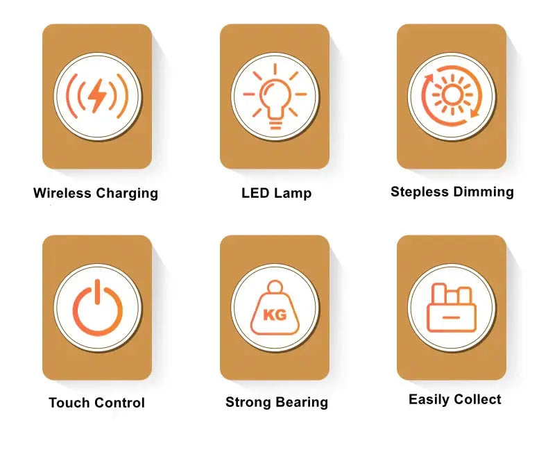 Simples Market novelty floating lamp with 10 W detachable wireless charger, orange LED decorative light.