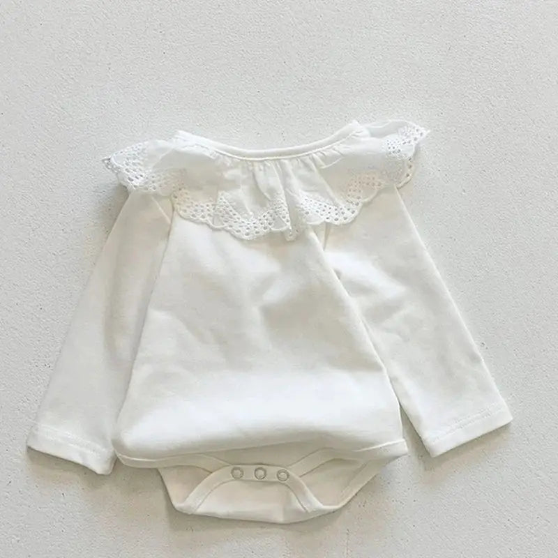 Baby Girl Long Sleeve Lace Romper Cotton Jumpsuit for Newborn Spring and Autumn Wear