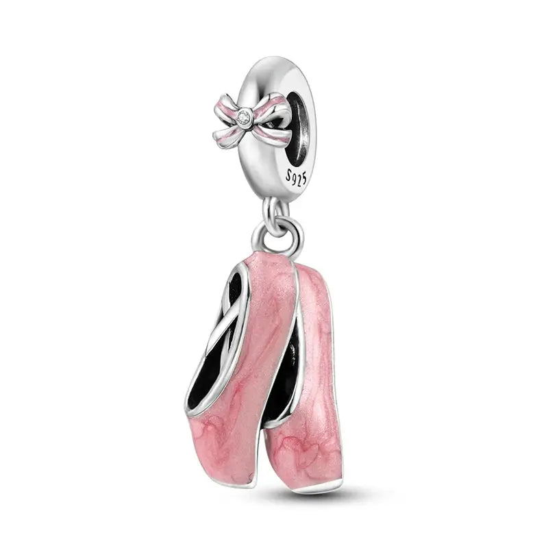Pink Charms 925 Sterling Silver Heart Bow Perfume Bottle Charms Beads Pendants Fit Bracelet DIY Jewelry Making Women