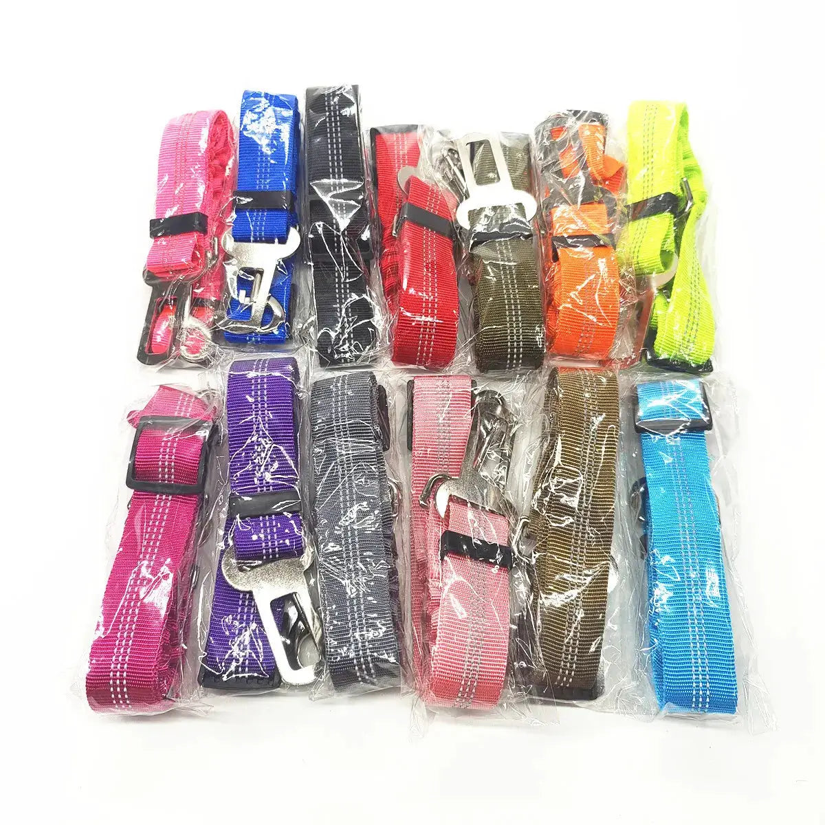 Adjustable Dog Car Seat Belt Harness With Nylon Reflective Cushioning For Safe Car Travel
