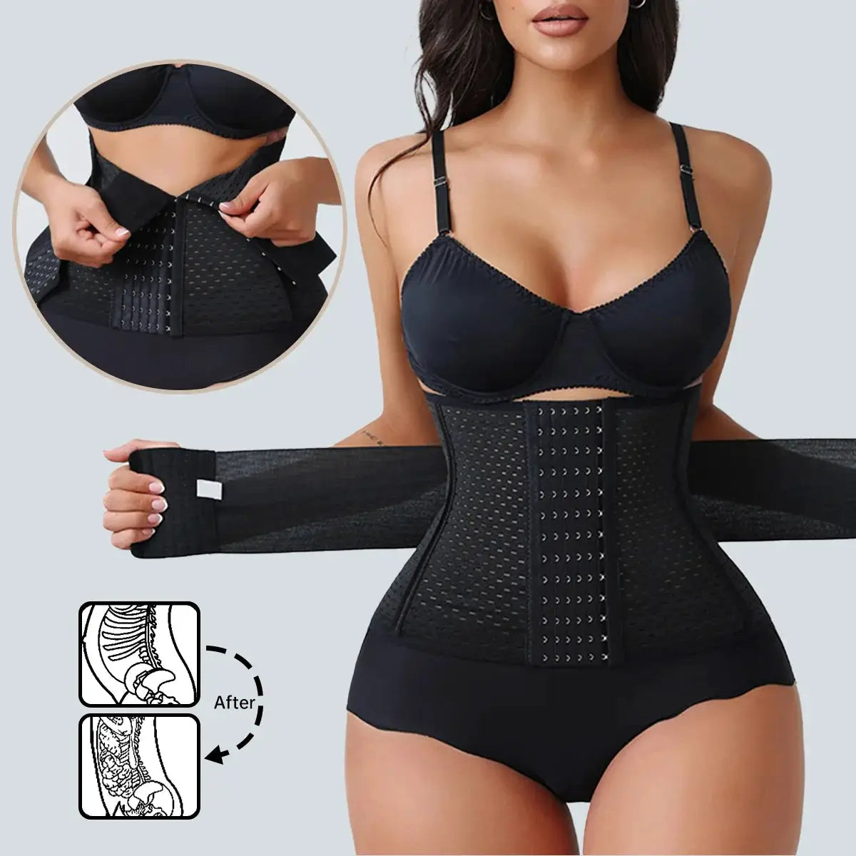 FlexFit Adjustable Waist Trainer For Women With Double Belts And Zipper Closure For Tummy Control And Back Support