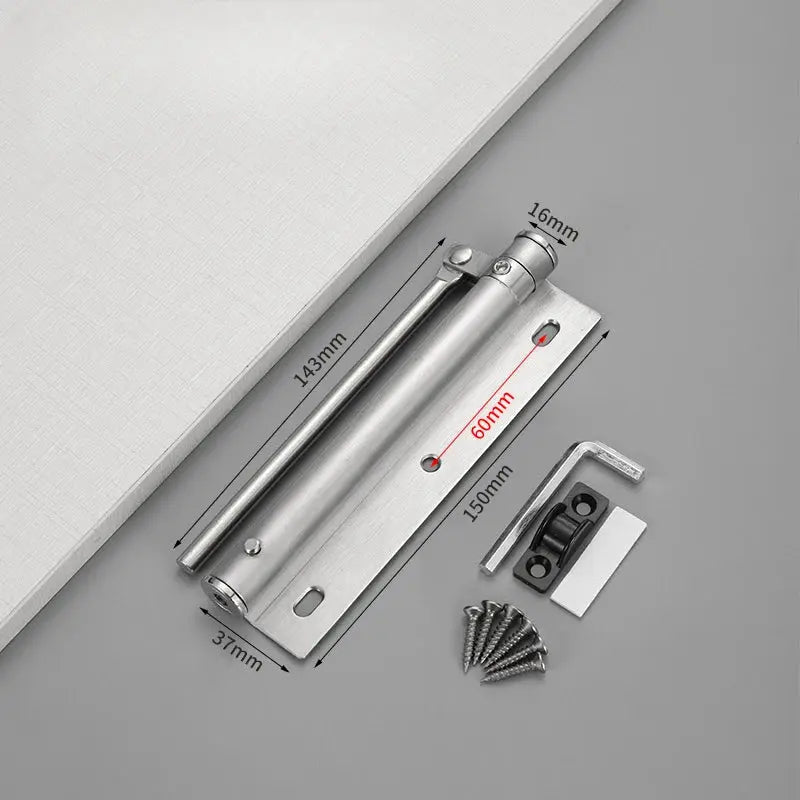 1pc stainless steel automatic door closer kit with mounting plate, screws and Allen wrench