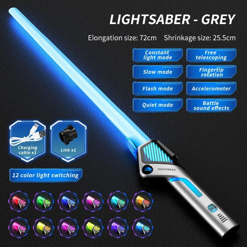 Children Colorful Glowing Telescopic Sword Toy 2 In 1 Light Up Laser Sword With Music Rotating Decompression Toy