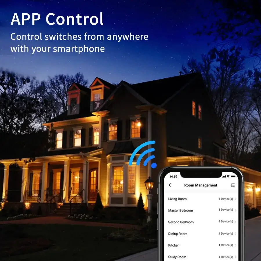 RF433 US WiFi smart wall switch (1–4 gang) by Simples Market; Tuya app, Alexa and Google Home compatible